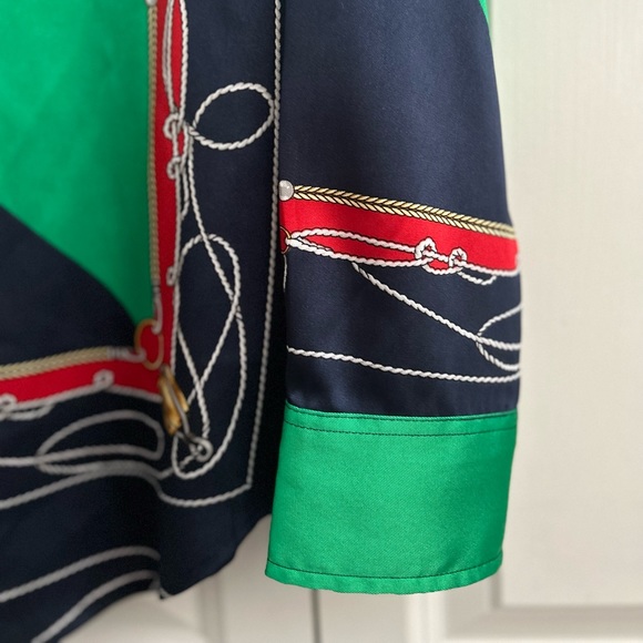 Lauren Ralph Lauren Multi Print Nautical Motif Twill Shirt Size M - Picture 9 of 12